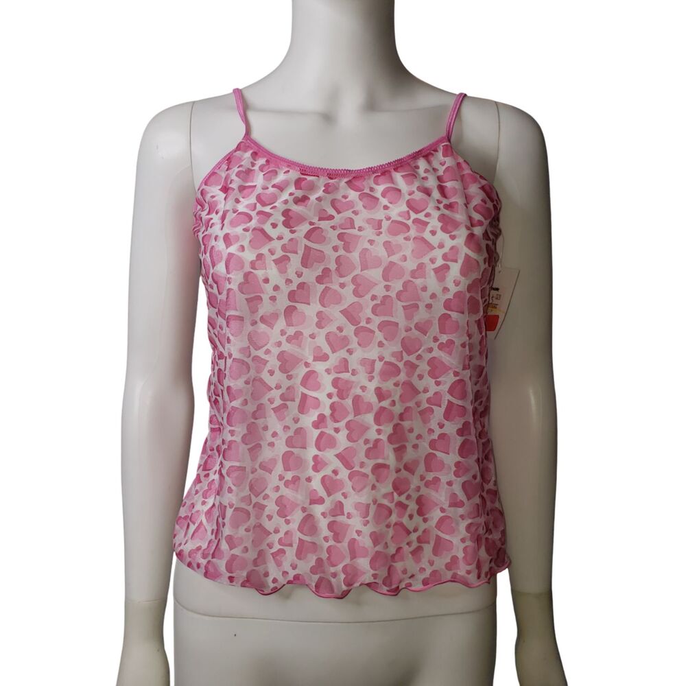 Planet Lingerie Sheer Pink Heart Pattern Camisole Womens Size Small